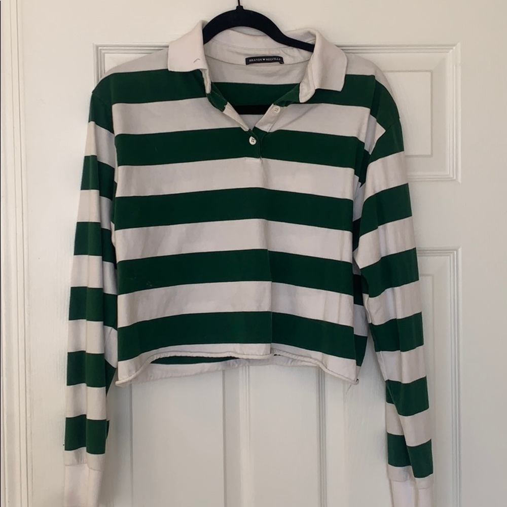 Brandy Melville cropped striped polo
